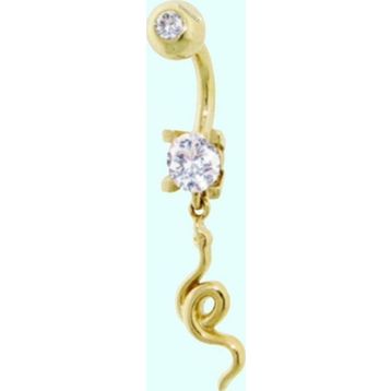 Sembol Gold 14 Ayar Sallantılı Yılan Altın Göbek Piercing