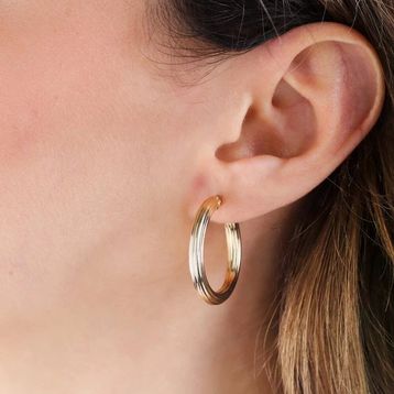 Sembol Gold 14 Ayar Siens Tasarım 2.5 cm Altın Halka Küpe