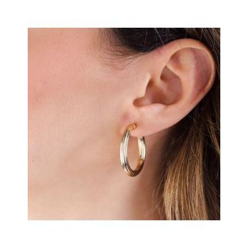 Sembol Gold 14 Ayar Siens Tasarım 2.5 cm Altın Halka Küpe
