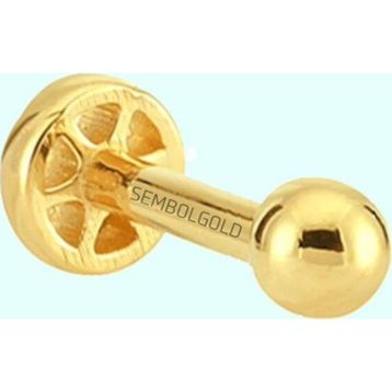Sembol Gold 14 Ayar Taşsız Altın Top Tragus Piercing