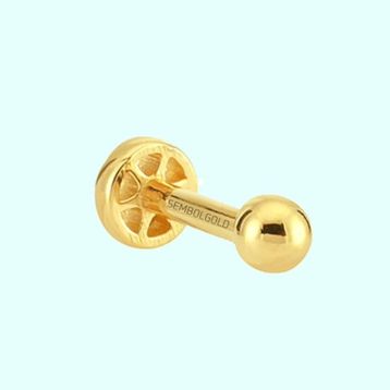 Sembol Gold 14 Ayar Taşsız Altın Top Tragus Piercing