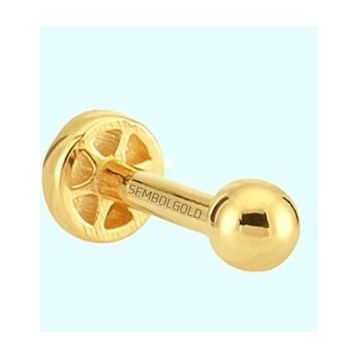 Sembol Gold 14 Ayar Taşsız Altın Top Tragus Piercing