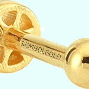 Sembol Gold 14 Ayar Taşsız Altın Top Tragus Piercing