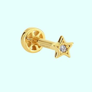 Sembol Gold 14 Ayar Taşsız Altın Yıldız Tragus Piercing