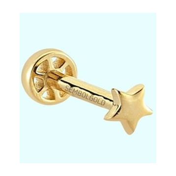 Sembol Gold 14 Ayar Taşsız Altın Yıldız Tragus Piercing