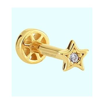 Sembol Gold 14 Ayar Taşsız Altın Yıldız Tragus Piercing