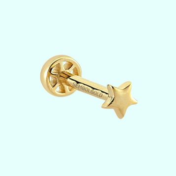 Sembol Gold 14 Ayar Taşsız Altın Yıldız Tragus Piercing