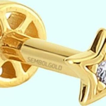 Sembol Gold 14 Ayar Taşsız Altın Yıldız Tragus Piercing