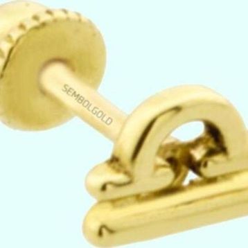 Sembol Gold 14 Ayar Terazi Burcu Altın Tragus Piercing