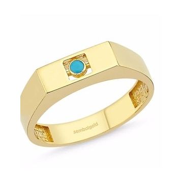 Sembol Gold 14K Şövalye Altın Firuze Yüzük