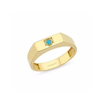 Sembol Gold 14K Şövalye Altın Firuze Yüzük