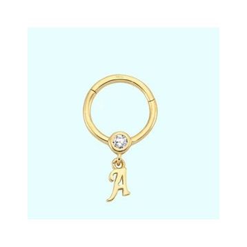 Sembol Gold -A- Harf 14 Ayar Altın Halka Piercing
