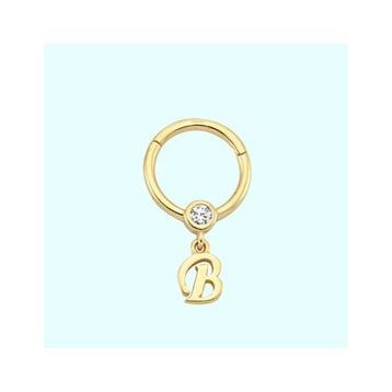 Sembol Gold -B- Harf 14 Ayar Altın Halka Piercing
