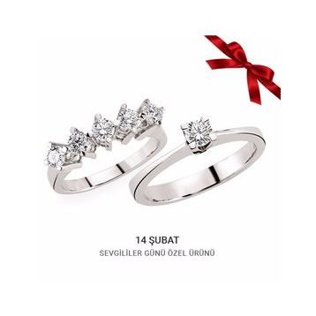 Sembol Gold Baget G VS SI Renk 14K Beyaz Altın 20 0.20 Karat Tektaş Pırlanta Yüzük