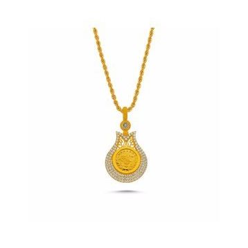 Sembol Gold Burgu Halat Zincirli Lale Tuğralı Altın Kolye