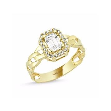 Sembol Gold Burgu Tasarım 0,60 Karat Baget Altın Yüzük