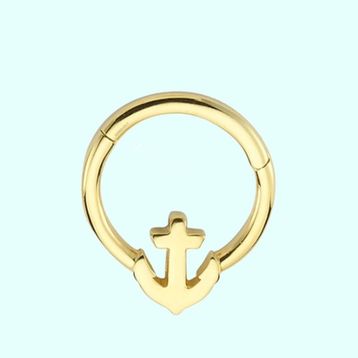 Sembol Gold Çapa 14 Ayar Altın Halka Piercing