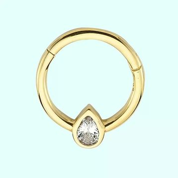 Sembol Gold Damla Tektaş 14 Ayar Altın Halka Piercing
