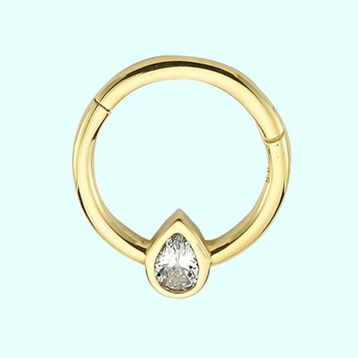 Sembol Gold Damla Tektaş 14 Ayar Altın Halka Piercing