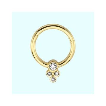 Sembol Gold Dört Taş Tohum 14 Ayar Altın Halka Piercing