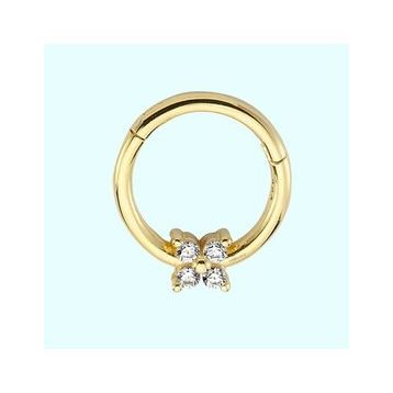 Sembol Gold Dört Taş Tohum 14 Ayar Altın Halka Piercing