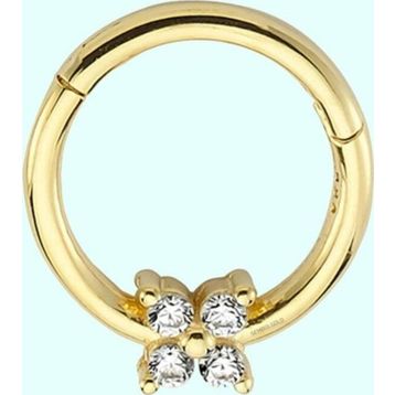 Sembol Gold Dört Taş Tohum 14 Ayar Altın Halka Piercing