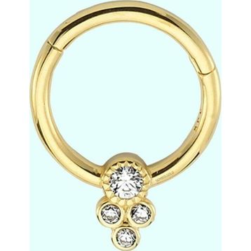 Sembol Gold Dört Taş Tohum 14 Ayar Altın Halka Piercing