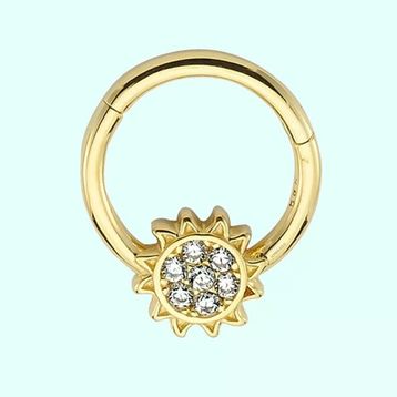 Sembol Gold Güneş 14 Ayar Altın Halka Piercing