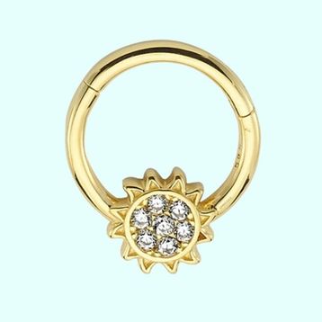 Sembol Gold Güneş 14 Ayar Altın Halka Piercing