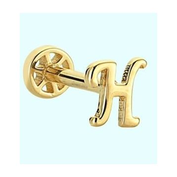 Sembol Gold -H- Harf 14 Ayar Tragus Altın Piercing