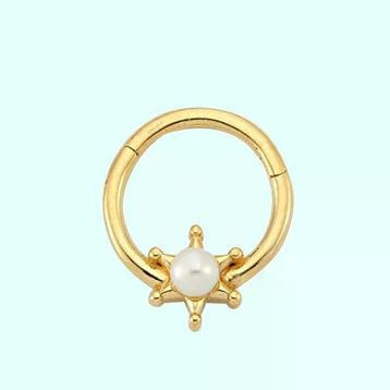 Sembol Gold İnci 14 Ayar Kartanesi Altın Halka Piercing