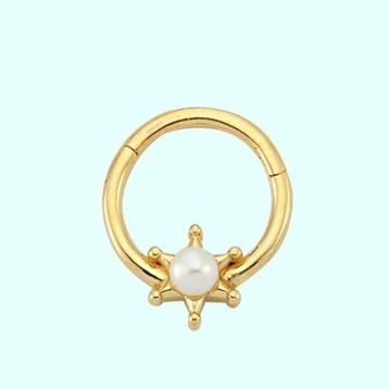Sembol Gold İnci 14 Ayar Kartanesi Altın Halka Piercing