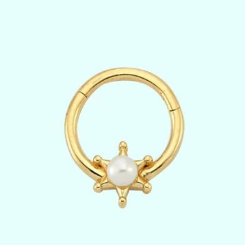 Sembol Gold İnci 14 Ayar Kartanesi Altın Halka Piercing