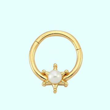 Sembol Gold İnci 14 Ayar Kartanesi Altın Halka Piercing