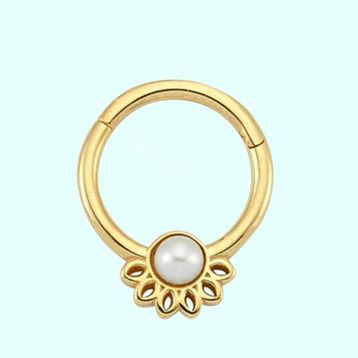 Sembol Gold İnci Form 14 Ayar Altın Halka Piercing