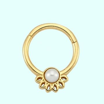 Sembol Gold İnci Form 14 Ayar Altın Halka Piercing