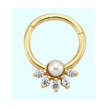 Sembol Gold İnci Form 14 Ayar Altın Halka Piercing