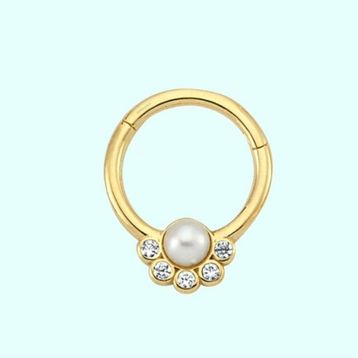 Sembol Gold İnci Form 14 Ayar Altın Halka Piercing