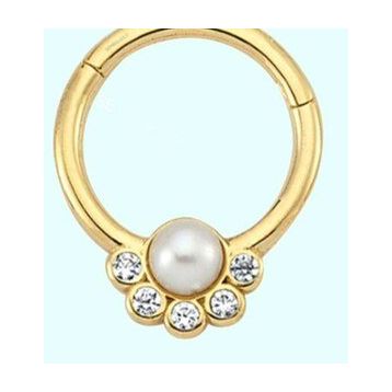 Sembol Gold İnci Form 14 Ayar Altın Halka Piercing
