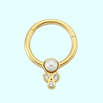 Sembol Gold İnci Form 14 Ayar Altın Halka Piercing