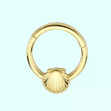 Sembol Gold İstiridye 14 Ayar Altın Halka Piercing