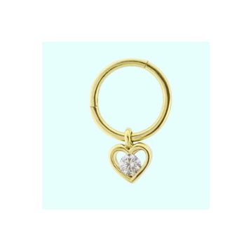 Sembol Gold Kalp 14 Ayar Altın Halka Piercing