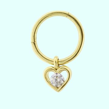 Sembol Gold Kalp 14 Ayar Altın Halka Piercing