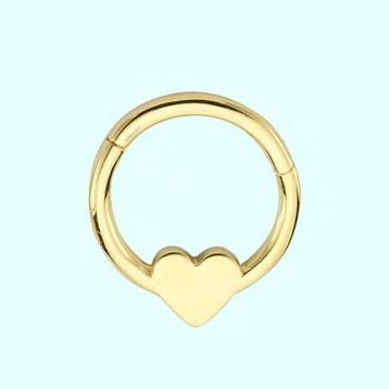 Sembol Gold Kalp 14 Ayar Altın Halka Piercing