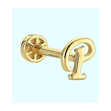 Sembol Gold -P- Harf 14 Ayar Tragus Altın Piercing