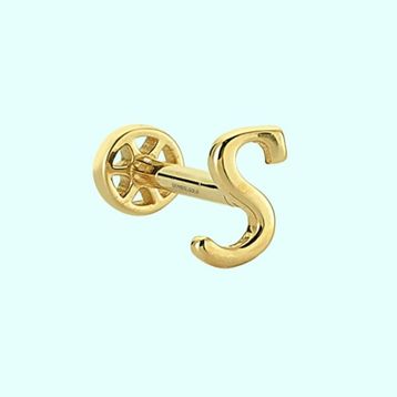 Sembol Gold -S- Harf 14 Ayar Tragus Altın Piercing