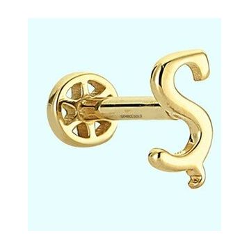 Sembol Gold -S- Harf 14 Ayar Tragus Altın Piercing