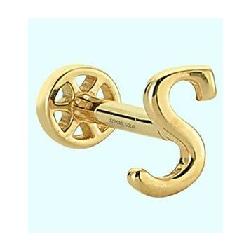 Sembol Gold -S- Harf 14 Ayar Tragus Altın Piercing