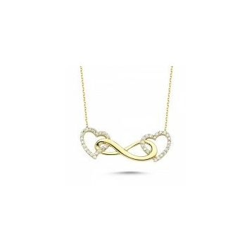 Sembol Gold T1828 Altın 2 Kalp Arası Sonsuzluk Kolyesi