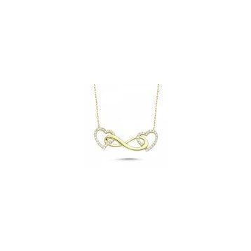 Sembol Gold T1828 Altın 2 Kalp Arası Sonsuzluk Kolyesi